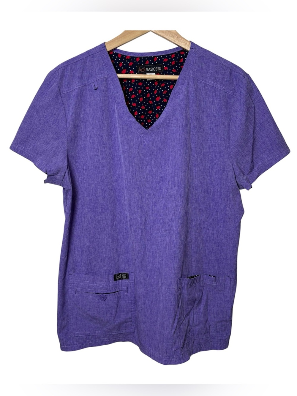 Koi Basics Scrub Top XL Becca Purple Stretch Women Nursing Medical Wisteria NWOT